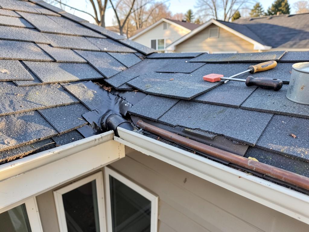 Shingle and pipe boot repair on a residential roof
